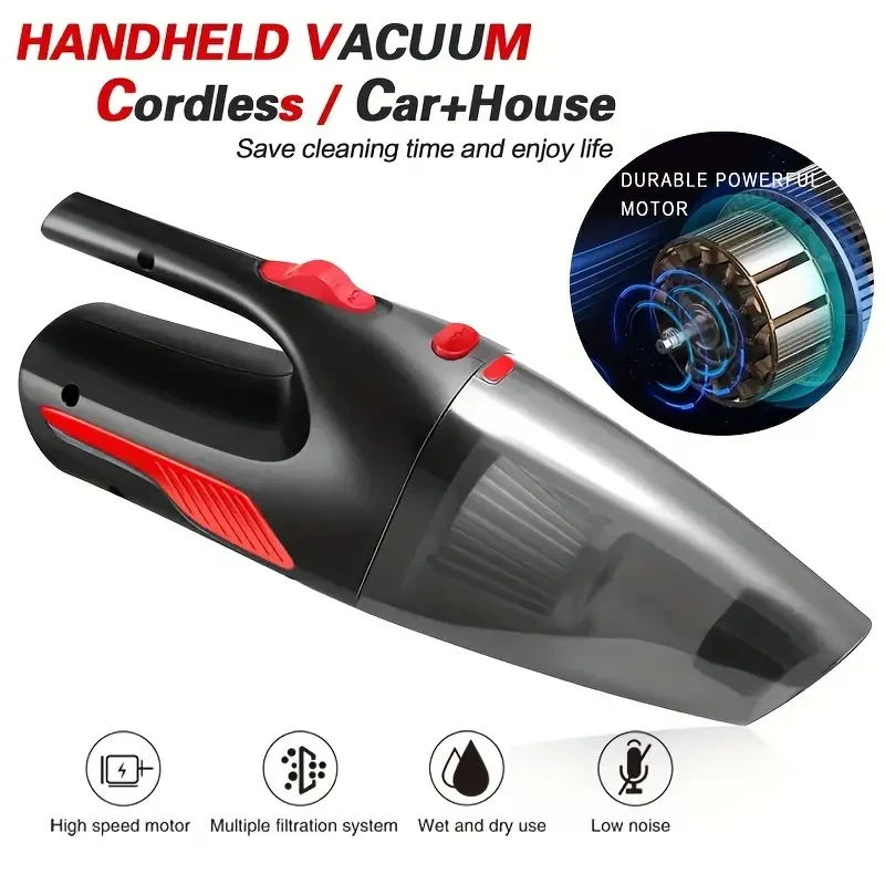High-Power Wireless Car Vacuum Cleaner - Effortless Cleaning for Home & Car - USB Rechargeable, Mini Handheld Design