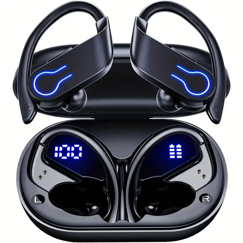 New Wireless Headphones, Sports Headphones, Stereo Earbuds With HD Microphone, 40 Hours Playtime, Long Battery Life, Compatible With All Smartphones, Button Control Earbuds, With Ear Hooks, Suitable F