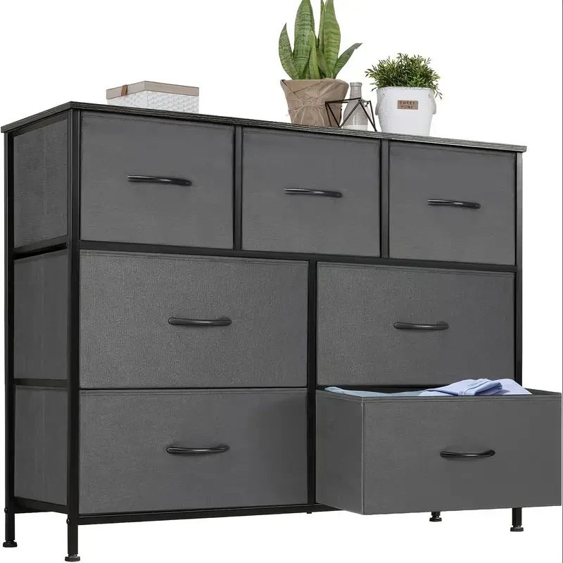 Bedroom Dresser With 7 Storage Drawers For Restaurant, TVStand Fabric Storage Tower, Chest Of Drawers With Fabric BinsFor TV Up To 45 Inches, Suitable For Hotel Room, Closet