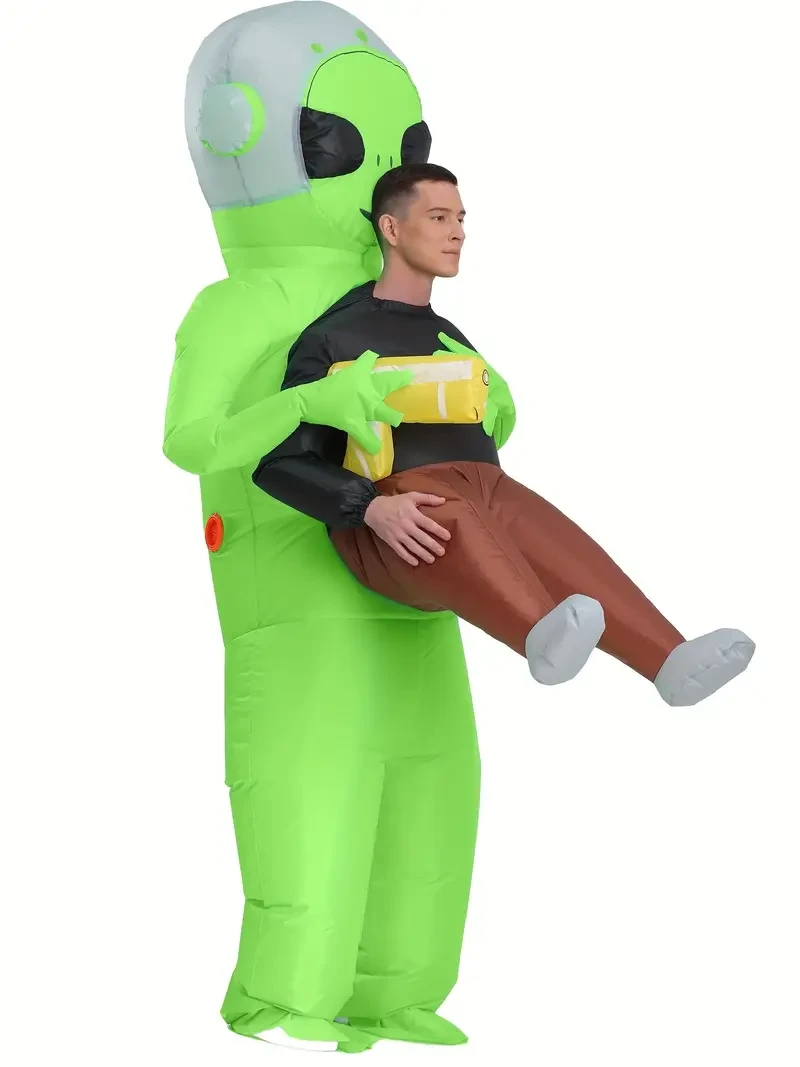 Alien Inflatable Costume for Adults - Full Body, Lightweight, Easy-to-Wear, Halloween Party Outfit - Spooky Green Alien Disguise for Men and Women