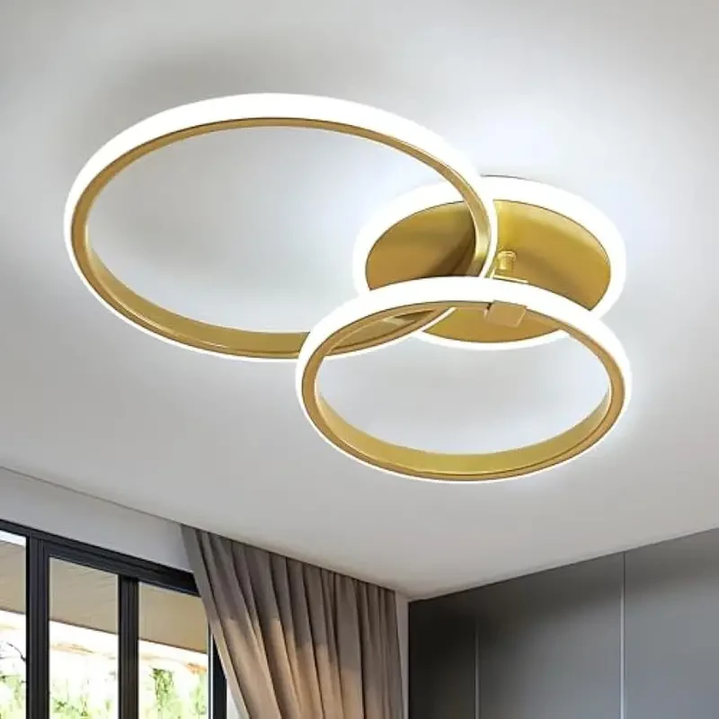 LED ceiling light, modern gold ring rotatable ceiling light, 40W white light 6500K LED embedded ceiling light, suitable for kitchen, living room, bedroom, laundry room