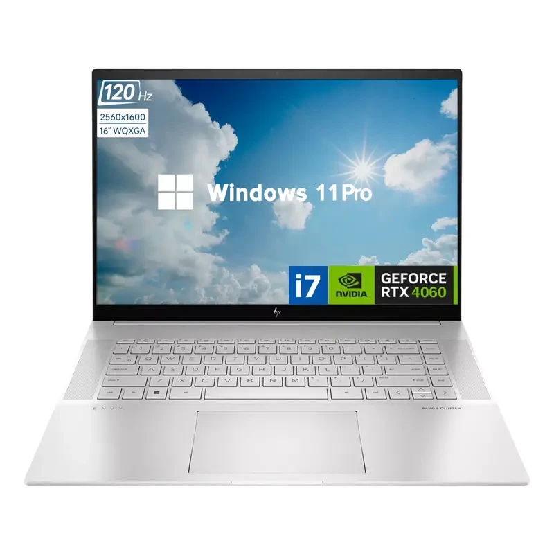 HP Envy 16 Laptop, 16" WQXGA 2560 1600 Touchscreen 120Hz, Intel Core i7-13700H, GeForce RTX 4060, 64GB DDR5 RAM, 2TB PCIe M.2 SSD, Wi-Fi 6, Windows 11 Pro, Silver