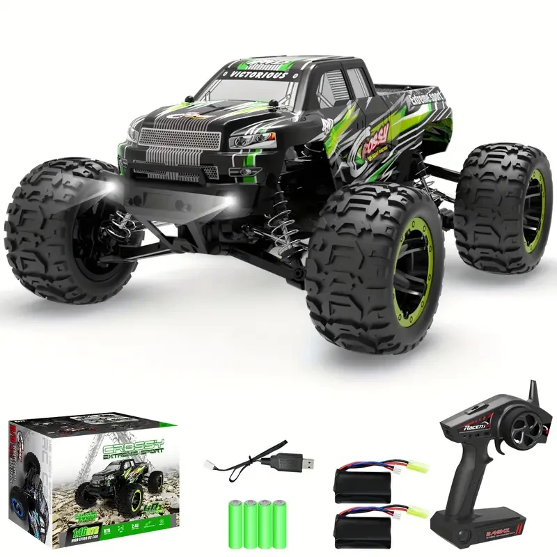 RACENT RC Car, 1:16 Scale All Terrain Monster Truck, 30MPH 4WD Off Road Fast Remote Control Toy 2.4Ghz High Speed Electric Vehicle with 2 Rechargeable Batteries, 40+ Min Play, Gift for Boys Adults
