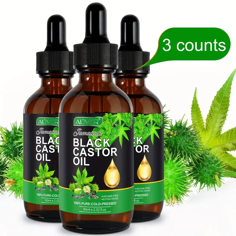 ALIVER 3 counts Aromatherapy massage castor oil, suitable for men and women, hair and skin care essential oil, multi-purpose body oil.
