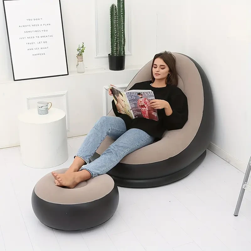 1pc Ultimate Comfort Inflatable Sofa with Footrest - Ultra-Comfy & Portable, Perfect for Outdoor Adventures, Effortless Inflation, Durable Design for Relaxing Naps at the Beach, Park or Camping