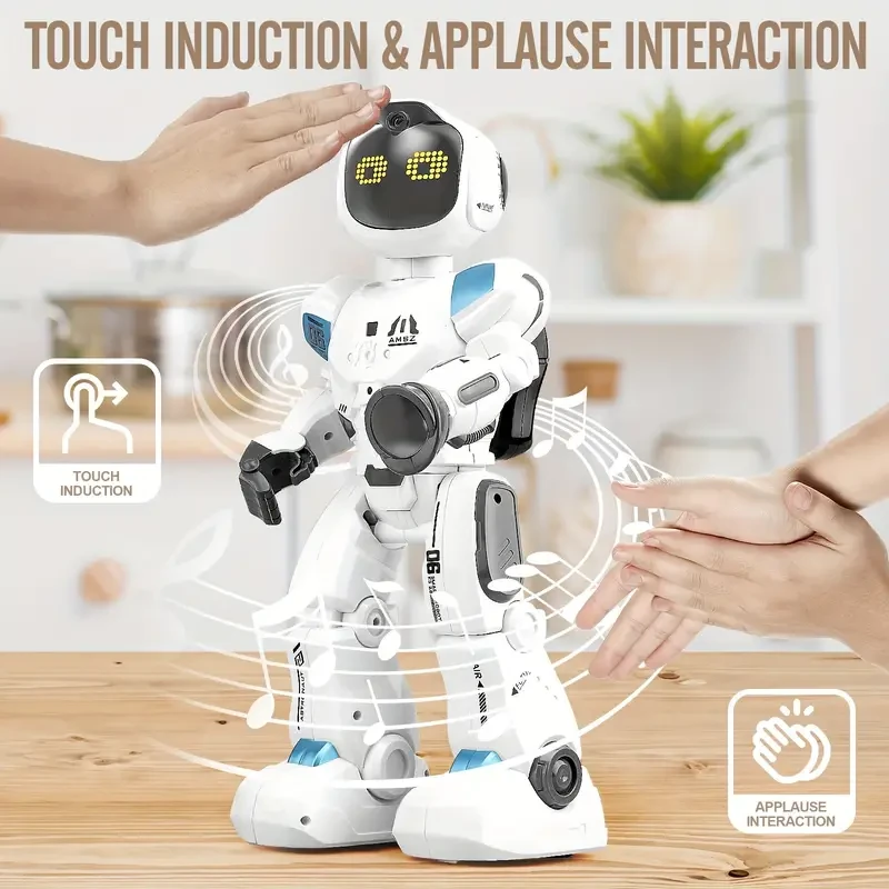 Large RC Robot With Smart Emo Toys, Gesture Sensing Programmable Interactive Remote Control Robots With LED Expressions Birthday Gifts