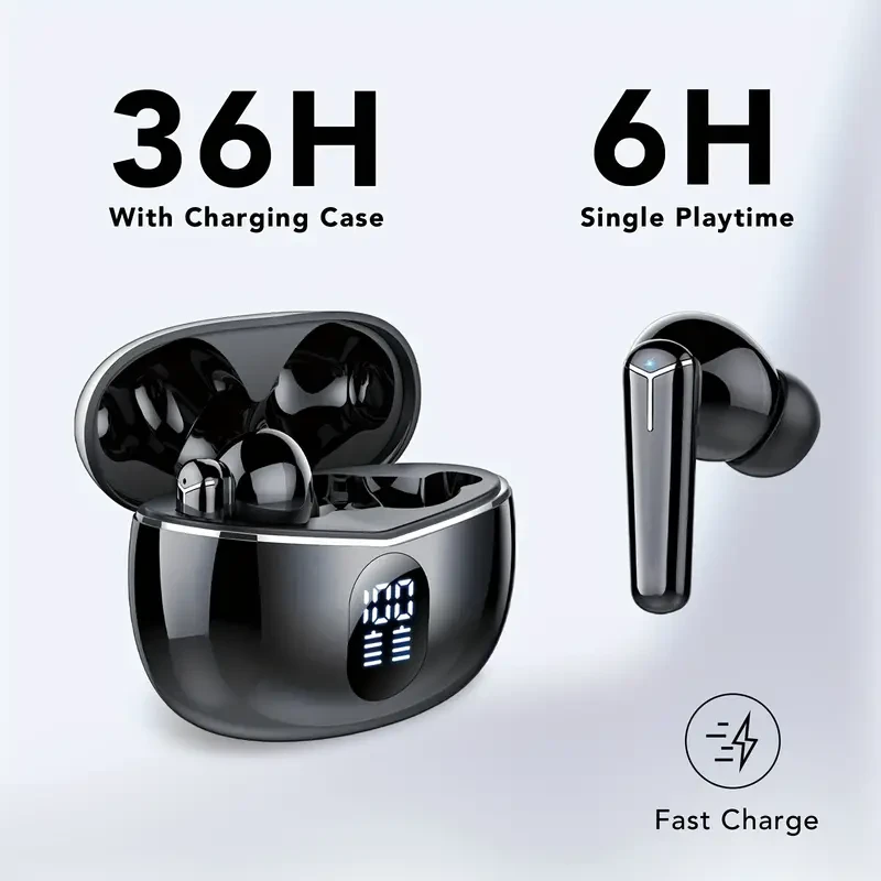 TWS Wireless Earbuds Deep Bass Stereo Ear Buds With LED Power Display Charging Case Earphones With 4Mic Headset