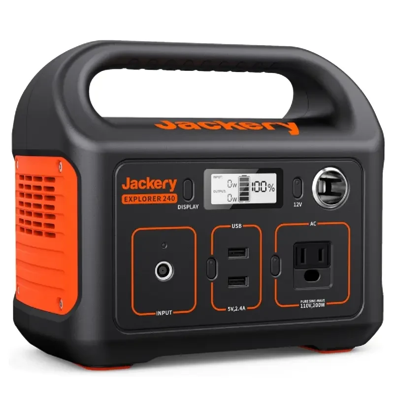 Jackery Portable Power Station Explorer 240, 240Wh Backup Lithium Battery, 110V/200W Pure Sine Wave AC Outlet, Solar Generator for Outdoors Camping and Emergencies. (Solar Panel Separate)
