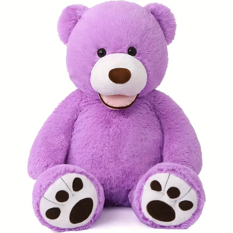 Giant Teddy Bears Stuffed Animal Big Soft Stuffed Bear Plush Toy with Footprints Purple Sky Blue Adorable Teddy Bear Birthday Gift for Girlfriend Children