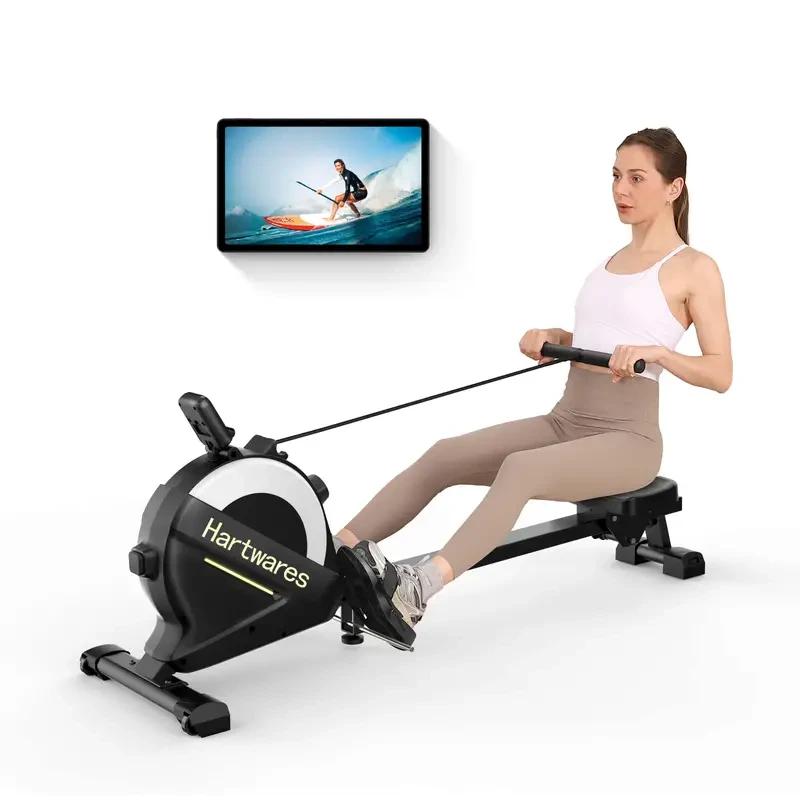 77lbs High-Resistance Magnetic Rowing Machine Pro - 16 Levels Quiet Resistance, App Compatible, LCD Monitor, Space-Saving Design for Home Use, Low-Impact Full-Body Workout, Ergonomic Seat and Handleba