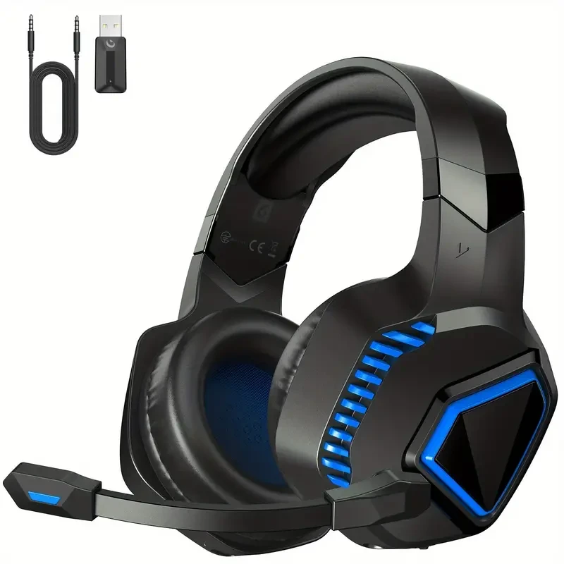 Wireless Gaming Headsets For PS5, PS4, Mac, Switch, PC, 2.4GHz Wireless Gaming Headphones, Adjustable Noise Canceling Microphone, Wireless 5.2, 3.5MM Wired Mode For Xbox Series (Blue)