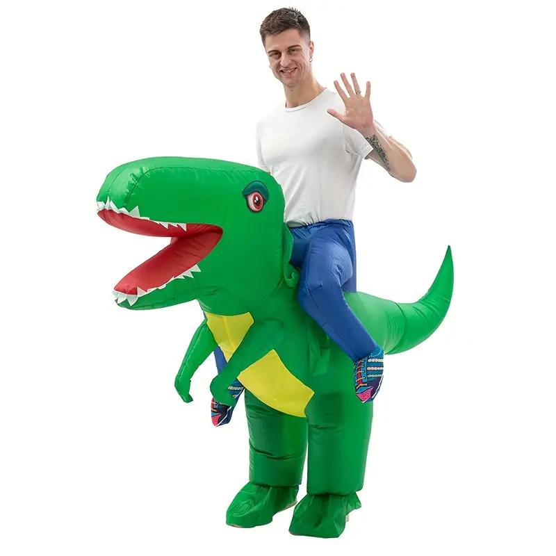 Inflatable Dinosaur Costume for Adult Halloween Funny Blow-Up Riding Dinosaur Costume for Dress Up Party