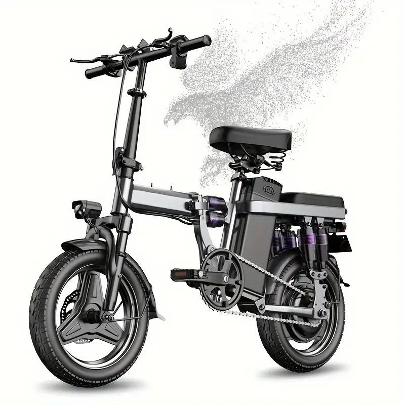 500W Peak Power Folding Electric Bike for Adults - 20 MPH, 30 Miles Long Range, 14 Pneumatic Tire 48V 15AH  Classic Unisex Design with Toolkit and Compact Disc Brake F9 halloween, christmas gift