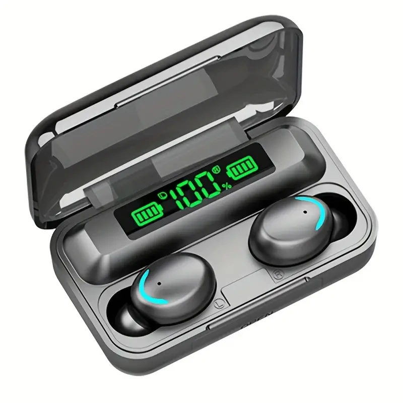 Earphones:  TWS Wireless Earbuds, Stereo Sound Headphones, Sport Headset, In Ear Earphones With LED Display Charging Bin F9 Tws In-Ear Hi-fi Stereo Wireless Earphone Wireless Earbuds Sports Life Headp