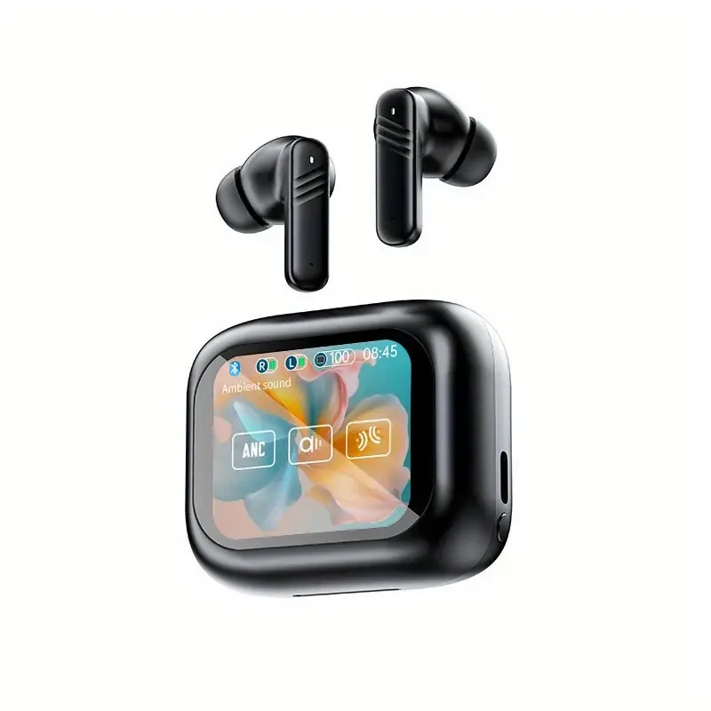 Wireless Dual Noise Canceling in-Ear Headset with Touch Screen - Enjoy Crisp Audio, Crystal-Clear Calls, and Seamless Connectivity - Rechargeable Lithium-Polymer Battery, Open-Back Earcup, Volume Cont