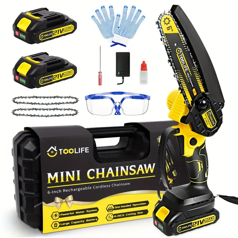 6 Mini Cordless Chainsaw - Lightweight & Portable Electric Tree Cutter - Safe & Powerful for Quick Trimming - Perfect Gift for Men, Gardeners, & Dads - Ideal Birthday, Fathers Day, or Anniversary Surp