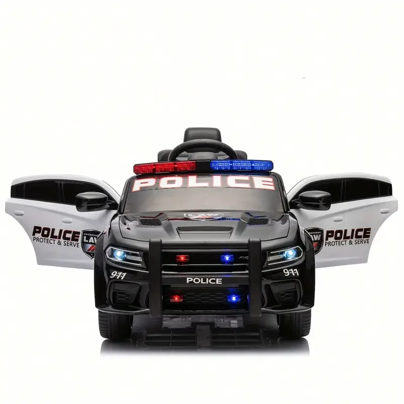 12V Kids Ride on Police Car, Battery Powered Electric Police Vehicles w/Remote Control 3Speed Adjustable, Power Display, Slow Start, USB, MP3, LED Light, Four Wheel Suspension, for Boys&Girls