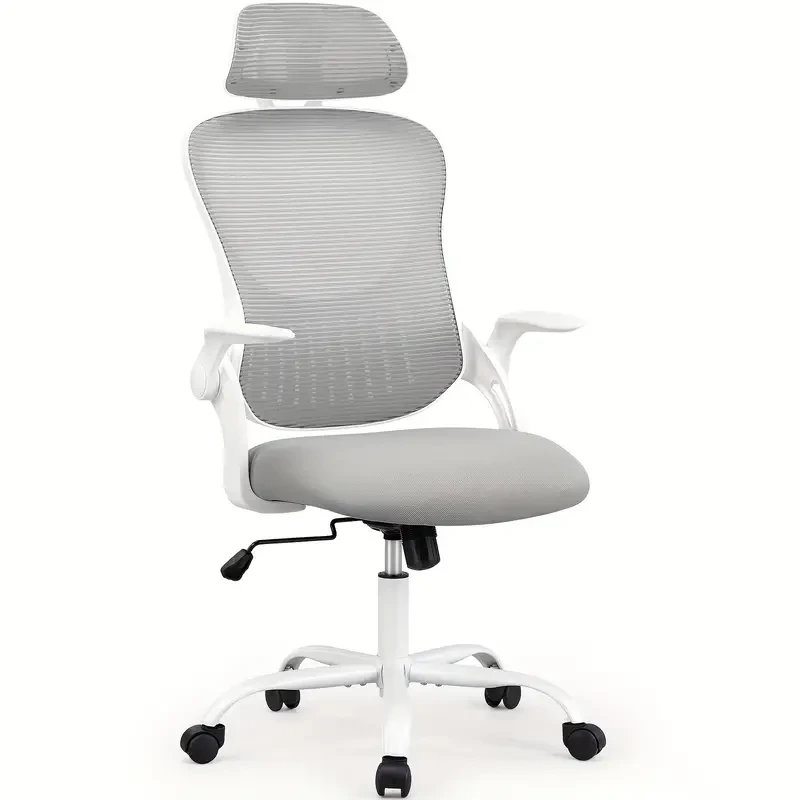 144° Tilt Ergonomic High-Back Computer Chair - Adjustable Headrest, Lumbar Support, Flip-up Arms, Breathable Mesh, Smooth Wheels, Durable Metal Frame - OLIXIS Comfy Swivel Office & Gaming Chair for Ho